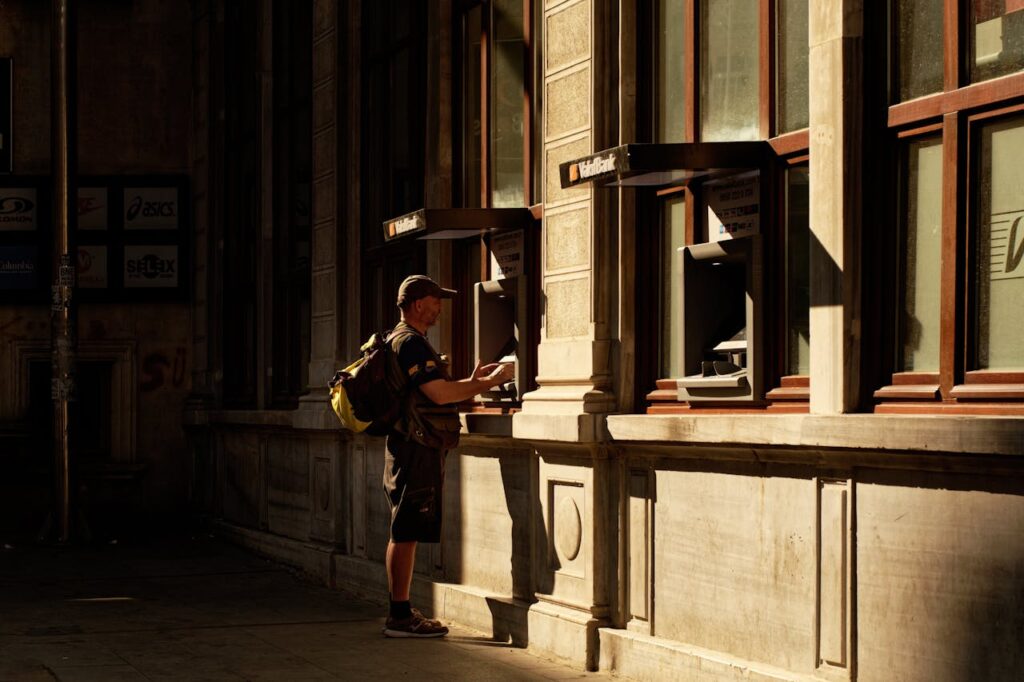 Person using an ATM